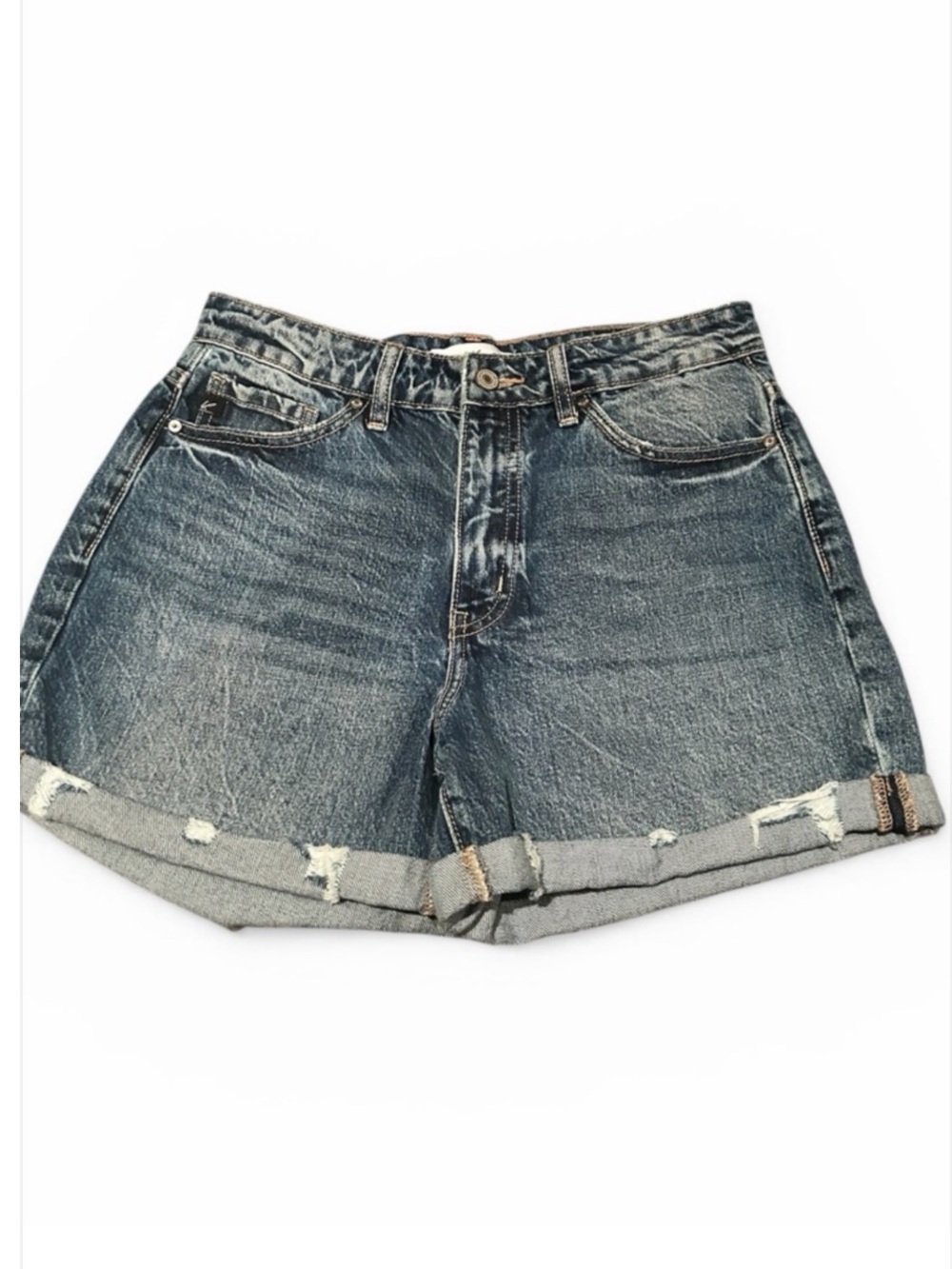 KanCan High Rise Roll Cuff Denim Shorts 7/27